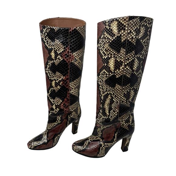 Valentino Garavani Snakeskin Knee High Boots EU 37.5 US7.5 Runway Python Leather - Picture 4 of 9